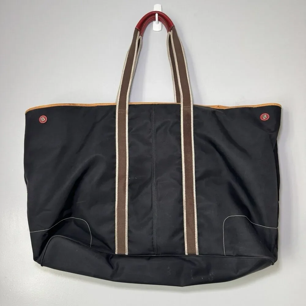 Coach Nylon & Leather Tote Black/Red/Brown Snap Up Large L2K-5074